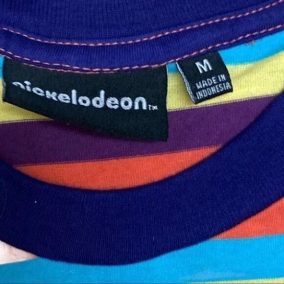 Nickelodeon T-Shirt Mens M Spongebob Patrick Stripe Colorful 90’s Retro Cartoon - Picture 4 of 14